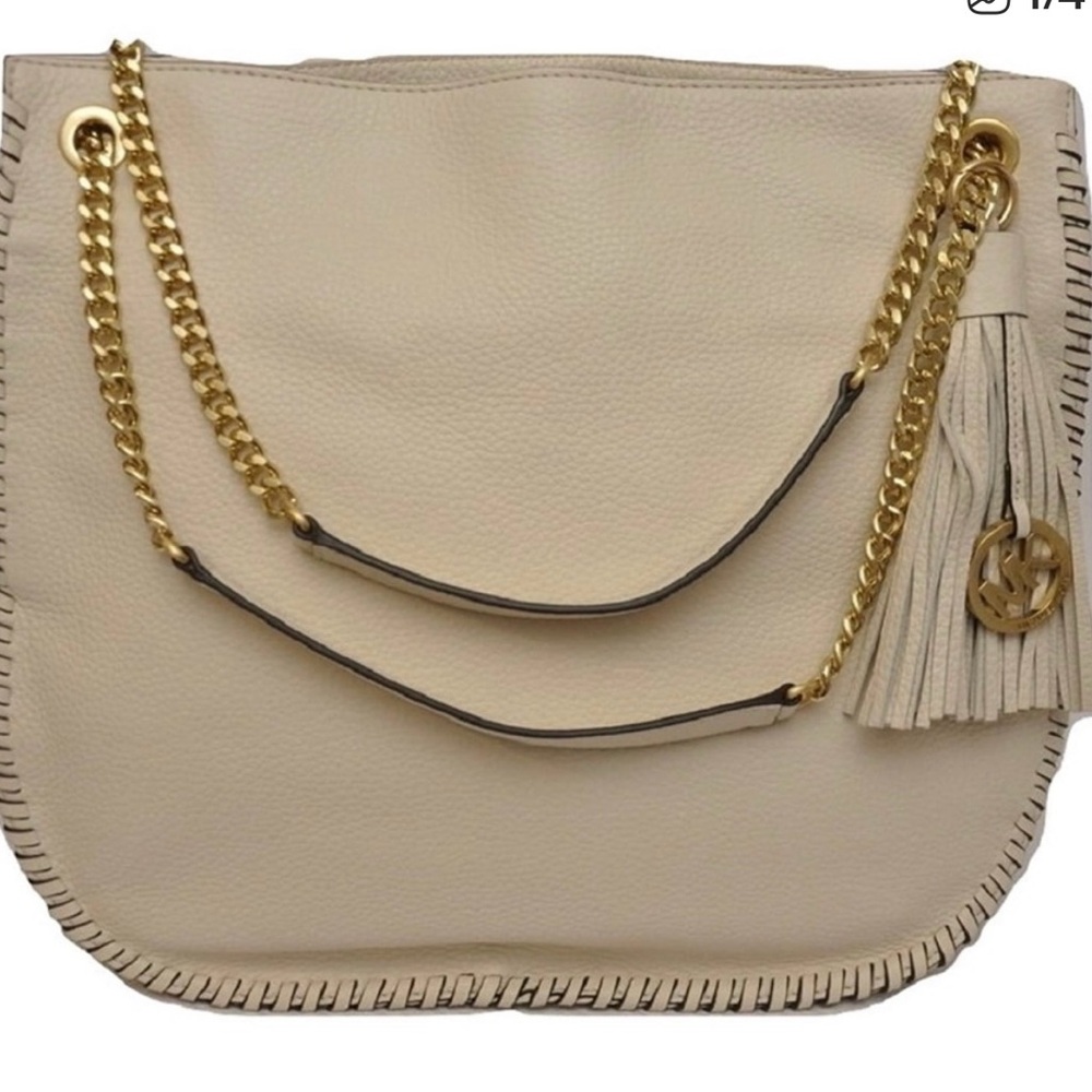 🤍🤎 MICHAEL KORS LIGHT TAN LEATHER WHIPPED CHELSEA BAG! - Picture 2 of 12